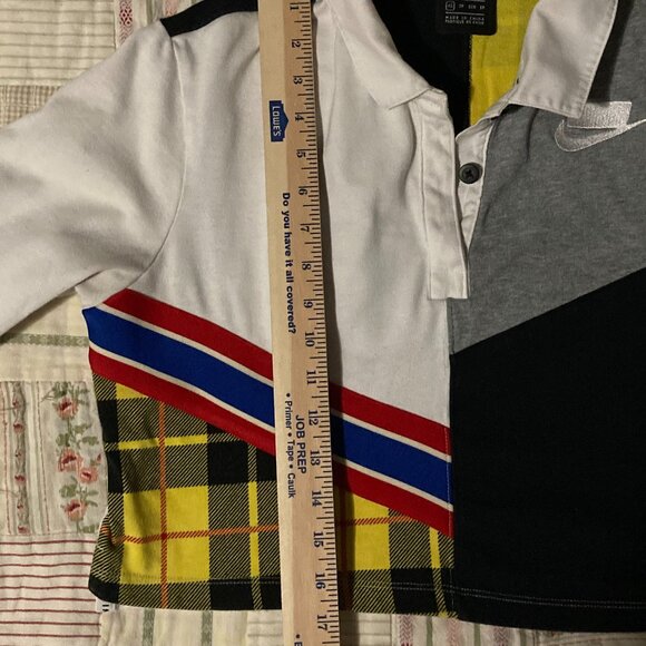 Nike Sports Women's long sleeve Cropped yellow plaid multicolor sweatshirt XS - Picture 5 of 10